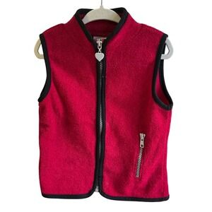 OshKosh B'gosh Red Fleece Vest Heart Zipper Kids Size 2T